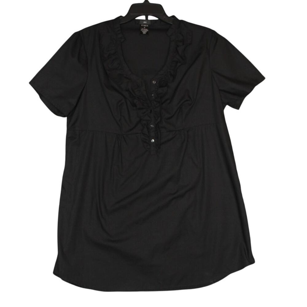 Ellos‎ Women's black knit shirt dress with Ruffle Size M